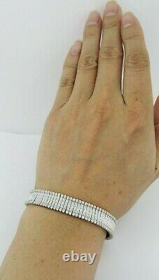 2.08 ct Roberto Coin 18K White Gold Diamond Engraved Bracelet 7 10.7 mm 38.1gm