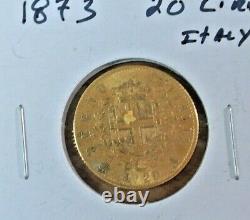 2-1865 1-1873 Italian GOLD 20-LIRE Coin. 1867AGW XF/AU