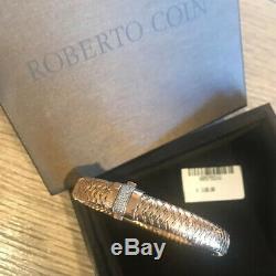 $3100 Roberto Coin 18k Rose Gold Primavera Flex Diamond Bracelet-pristine