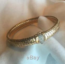 $3100 Roberto Coin 18k Rose Gold Primavera Flex Diamond Bracelet-pristine