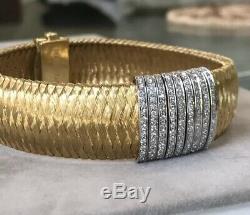 31gr Roberto Coin Primavera Diamond Bracelet Mesh 18k Yellow Gold 15mm Video
