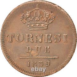 #32459 Coin, ITALIAN STATES, NAPLES, Ferdinando II, 2 Tornesi, 1839, AU, Cop