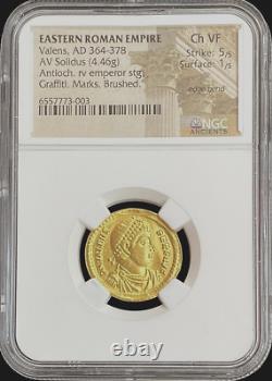 364 -378 Ad Gold Eastern Roman Empire Valens Av Solidus Antioch Ngc Choice Vf