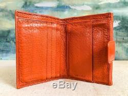 $470 PRADA Orange Leather Wallet Bifold Coin Pocket Gold Hardware Snap SALE! EUC
