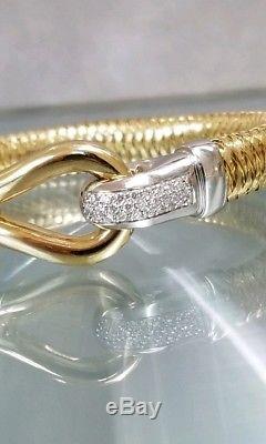 $4900 Roberto Coin 10mm 18k Gold Diamond Primavera Stretch Flexible Bracelet