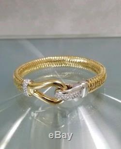 $4900 Roberto Coin 10mm 18k Gold Diamond Primavera Stretch Flexible Bracelet M