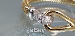 $4900 Roberto Coin Buckle 10mm 18k Gold Diamond Stretch Flexible Bracelet Mint