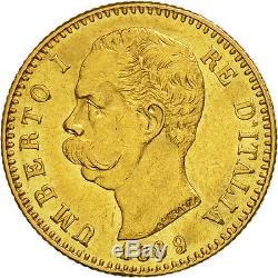 #506458 Italy, Umberto I, 20 Lire, 1889, Rome, Gold, KM21
