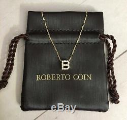 $580 Roberto Coin Tiny Treasures Love Letter B Necklace 18K Yellow Gold Diamonds