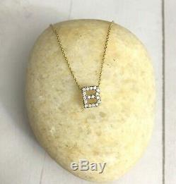 $580 Roberto Coin Tiny Treasures Love Letter B Necklace 18K Yellow Gold Diamonds