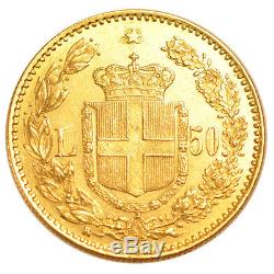 #58392 Italy, Umberto I, 50 Lire, 1884, Rome, PCGS AU58, Gold, KM25