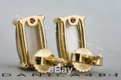 $670 Roberto Coin Smokey Quartz MOP 18K Yellow Gold Stud Earrings Italy