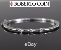 $6,200 Roberto Coin 18K White Gold Classica Parisienne Diamond Bangle Bracelet