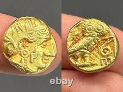 (6.75g)Authentic Greek Athena and Owl 19k Solid gold Coin Very Rare! #P93
