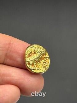 (6.75g)Authentic Greek Athena and Owl 19k Solid gold Coin Very Rare! #P93