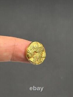 (6.75g)Authentic Greek Athena and Owl 19k Solid gold Coin Very Rare! #P93