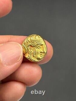 (6.75g)Authentic Greek Athena and Owl 19k Solid gold Coin Very Rare! #P93