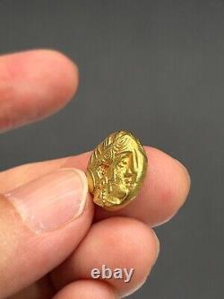 (6.75g)Authentic Greek Athena and Owl 19k Solid gold Coin Very Rare! #P93