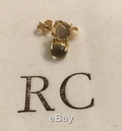 $700 Roberto Coin 18K Gold Gray Oval Doublet Stud Earrings New