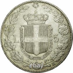 #76503 Coin, Italy, Umberto I, 5 Lire, 1879, Rome, AU, Silver, KM20