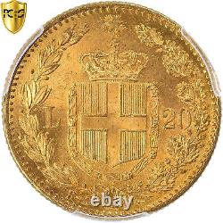 #868786 Coin, Italy, Umberto I, 20 Lire, 1881, Rome, PCGS, MS64, MS(64), Gold