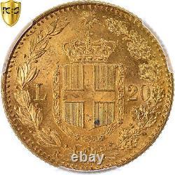 #868787 Coin, Italy, Umberto I, 20 Lire, 1881, Rome, PCGS, MS64, MS(64), Gold