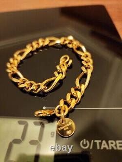 8mm YELLOW GOLD & BZ 8.5IN FIGARO ITALIAN 14K BRACELET