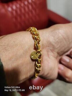 8mm YELLOW GOLD & BZ 8.5IN FIGARO ITALIAN 14K BRACELET