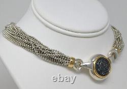 920-984 Silver & 10-13k Gold COIN Bead Ball MULTI STRAND Necklace 16.25 B4524