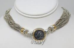 920-984 Silver & 10-13k Gold COIN Bead Ball MULTI STRAND Necklace 16.25 B4524