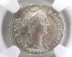 AD 138-140/1 ROMAN EMPIRE (Faustina Sr.) AR Denarius NGC AU (5/54/5) Fortuna