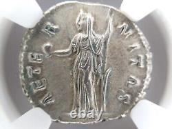 AD 138-140/1 ROMAN EMPIRE (Faustina Sr.) AR Denarius NGC AU (5/54/5) Fortuna