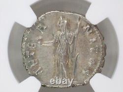 AD 138-140/1 ROMAN EMPIRE (Faustina Sr.) AR Denarius NGC AU (5/54/5) Fortuna