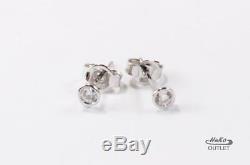 AUTHENTIC ROBERTO COIN 18K WHITE GOLD with 0.08CTW DIAMOND STUD EARRINGS