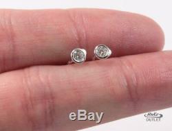 AUTHENTIC ROBERTO COIN 18K WHITE GOLD with 0.08CTW DIAMOND STUD EARRINGS