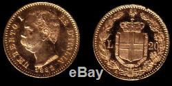 A Blazer Italy Gold 20 Lire 1882 Hand Selected Gem Bu-a Classic Date Near Melt