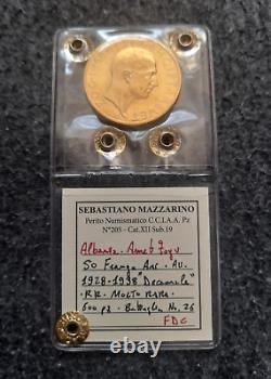 Albania 50 Franga Ari 1938 FDC very rare (RR) gold coin