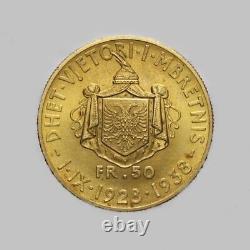 Albania 50 Franga Ari 1938 FDC very rare (RR) gold coin