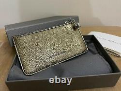 Alexander Mcqueen Metallic Gold Leather Card Holder & Coin Zip Wallet Purse