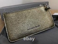 Alexander Mcqueen Metallic Gold Leather Card Holder & Coin Zip Wallet Purse