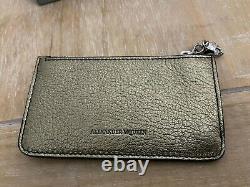 Alexander Mcqueen Metallic Gold Leather Card Holder & Coin Zip Wallet Purse