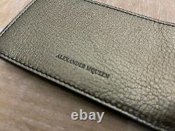 Alexander Mcqueen Metallic Gold Leather Card Holder & Coin Zip Wallet Purse