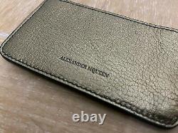 Alexander Mcqueen Metallic Gold Leather Card Holder & Coin Zip Wallet Purse