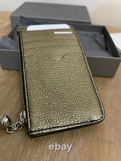 Alexander Mcqueen Metallic Gold Leather Card Holder & Coin Zip Wallet Purse