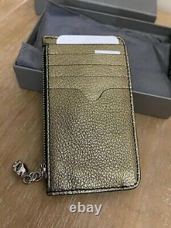 Alexander Mcqueen Metallic Gold Leather Card Holder & Coin Zip Wallet Purse