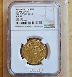 Alexander VII Doppia Doubloon gold coin Bologna 1656 Alessandro