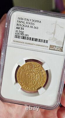 Alexander VII Doppia Doubloon gold coin Bologna 1656 Alessandro