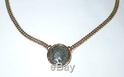 Ancient Coin Necklace Braided 14K gold Chain 33 Grams Choker