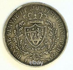 Antique 1828 Sardinia 5 Lire Eagle Mint Torino Silver Coin VF+ 24.73g