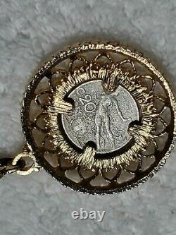 Antique 1920 C 20 CENTESIMI Nickel Italia Italy Coin Pendant Golden Necklace